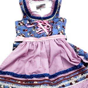 Stockerpoint Girls Dress Size 3T/4T Traditional German Drindle Apron Floral